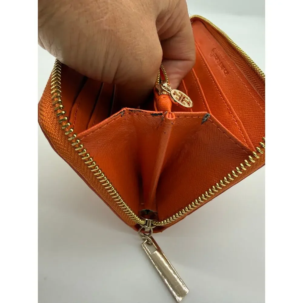 TORY BURCH Amanda Saffiano Leather Zip Around Continental Long Wallet (Orange)
